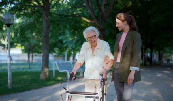 caregiver assist her patient